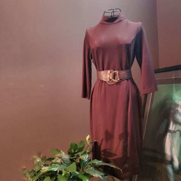 Vintage Chocolate Brown Talbots Petites Dress - Picture 1 of 8